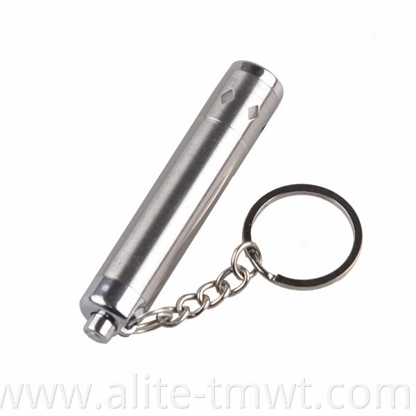 Stainless Steel AAA Battery LED Small Flashlight with Key Chain